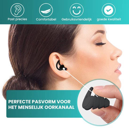 MR. PANACHE Oordoppen - Oordopjes Slapen - Anti-Snurk - Earplugs - Slaapoordoppen - Sleep Plugs - Geluidsdempende Oordopjes - BPA vrije Siliconen - Hoge Geluidsdemping (35dB) - Zwart