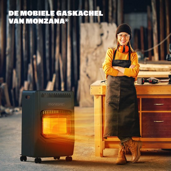 MONZANA Mobiele Gaskachel – 3 Warmteniveaus 4500W – Keramisch Zwart