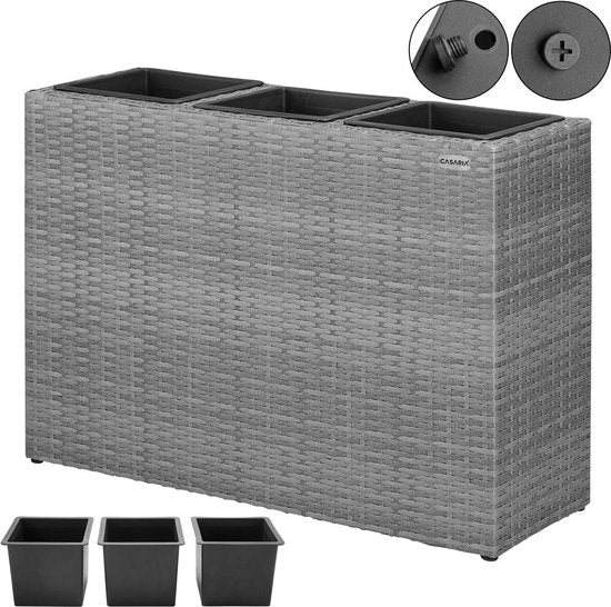 Casaria Staande Plantenbak – met Waterafvoer 83x30,5x60cm – Grijs