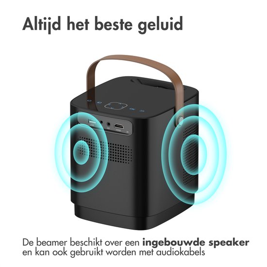 iMoshion Draagbare Beamer - Full HD Mini Beamer / Projector - Streamen via WiFi - Zwart