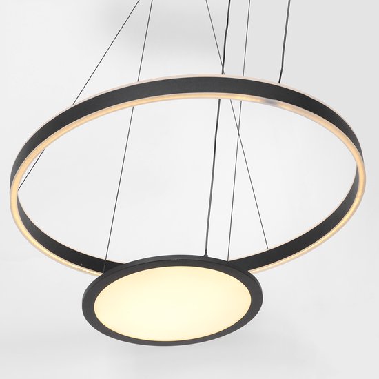 Steinhauer hanglamp Ringlux - zwart - metaal - 60 cm - ingebouwde LED-module - 3514ZW