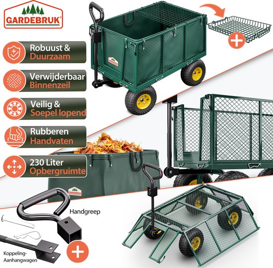 Gardebruk Bolderkar Binnenzeil - Belastbaar tot 550 kg – Groen