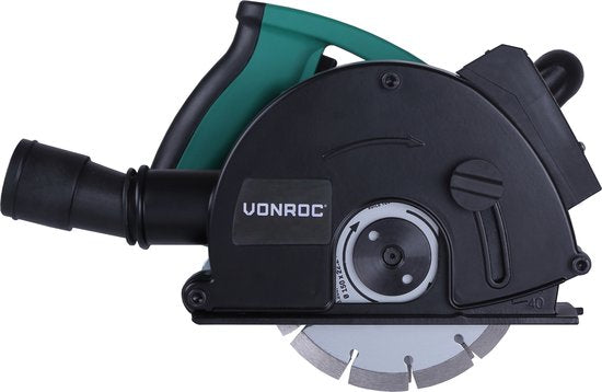VONROC Muurfrees – Sleuvenfrees + laser – 1700W – Ø150MM – Incl. 2 diamantschijven & stofzuigadapter