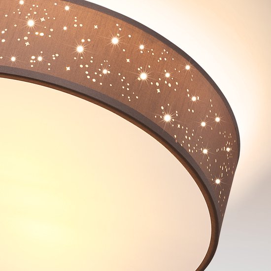 Monzana Plafondlamp - Sterrenhemel Rond 30cm 40 Watt Stof - Taupe