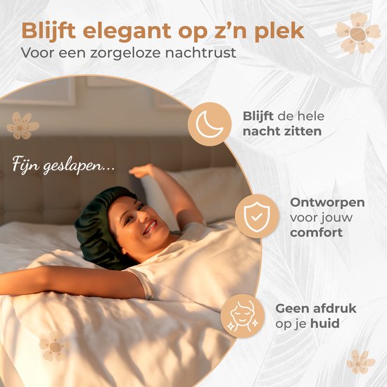 Nuvance Bonnet Satijn - Set van 2 Stuks - Satijnen Slaapmuts Verstelbaar - Satin Bonnet - Unisex - Zwart