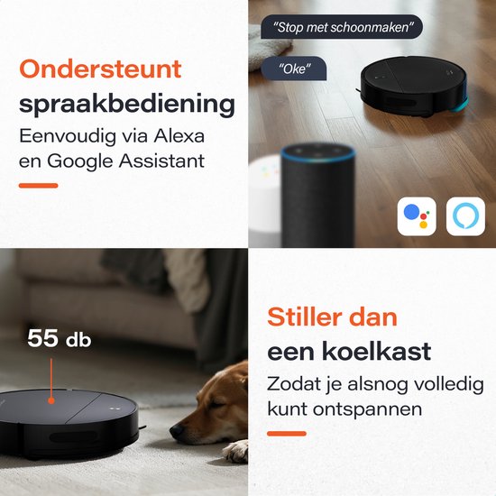 Skoov Ecopulse - Robotstofzuiger met Dweilfunctie en laad station - Met APP en afstandsbediening - Huisdieren - Automatische - Dweilrobot - Geschikt voor Hondenharen