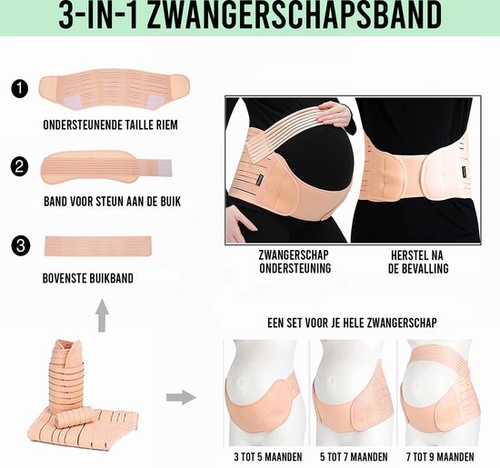 Zwangerschapsband L Beige Buikband Tijdens en Na Zwangerschap Bekkenband Steunband