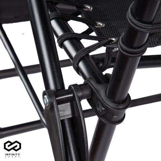 Infinity Goods Opvouwbare Tuinstoelen set van 2- Ligstoelen - Opvouwbaar - Verstelbaar - Ergonomisch Hoofdkussen - Metaal - Textileen - Zwart