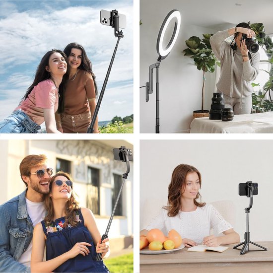 Selfiestick - 3 in 1 - incl. afstandsbediening - Voor iPhone en Samsung - Telefoonstatief - Bluetooth - Smartphone - Luft