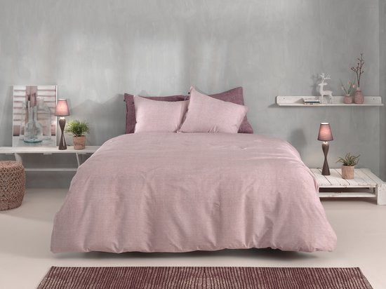 ZoHome Lino Dekbedovertrek - Eenpersoons - 140x200/220 cm - Shell Nude