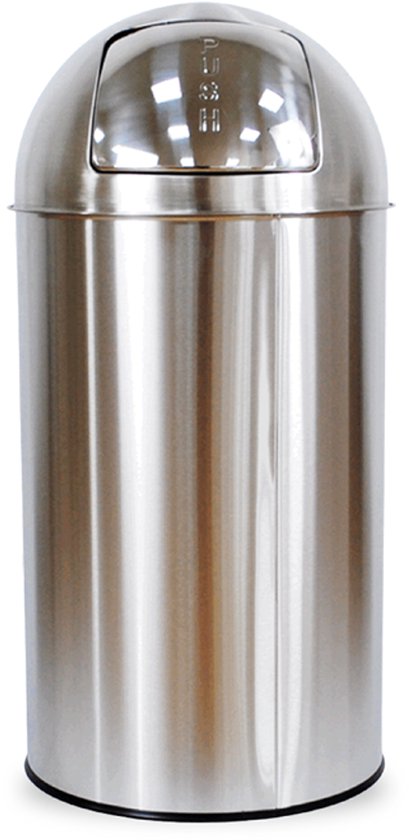 BRASQ Push Bin Prullenbak RVS Vuilnisbak met uitneembare afvalemmer 30 liter - Afvalbak - Prullenbakken