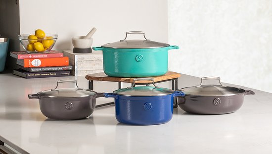 Saveur Voyage Hapjespan Ø30 cm – Gietijzer – PFAS-vrij – Geschikt voor Inductie en Oven – Grijs – Voor Braden – Stoven – Slowcooking