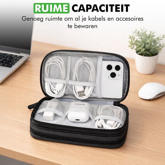 Travelhawk Kabel Organizer - Kabeltas - Electronica Organizer Etui - Opbergtas voor Kabels en Accessoires - Small - Zwart