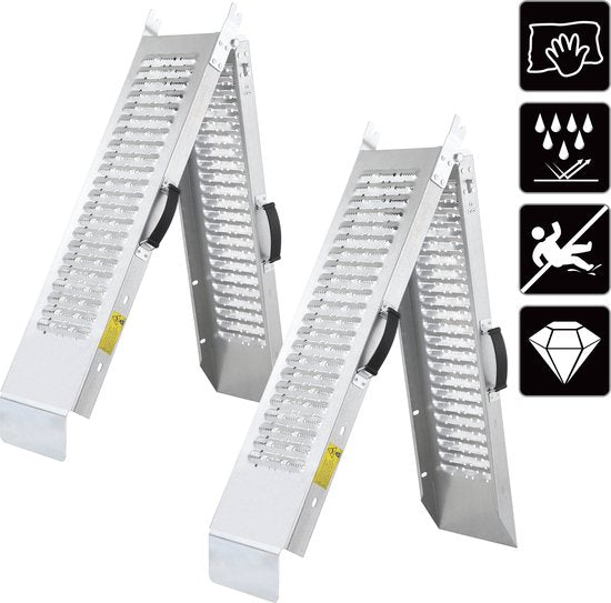 Monzana Oprijplaat Brug – 2 Stuks Opvouwbaar tot 400Kg – Zilver