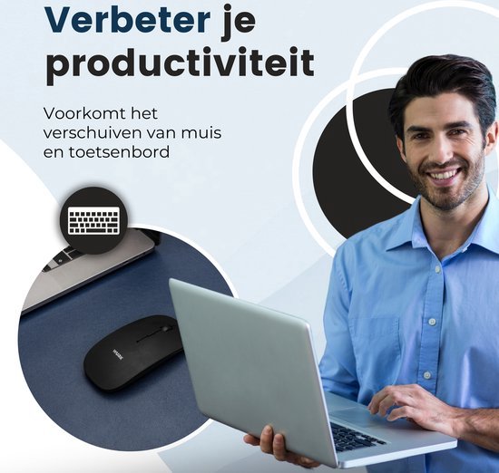 WURK Professionele Bureau Onderlegger Kunstleer – Bureau Organizer – Bureaumat – Bureau Accessoires – Muismat XXL– Inclusief Kabel Clip – 120x60 – Blauw