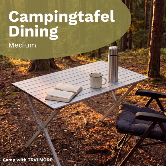 TRVLMORE Campingtafel - 120x70x70cm - Lichtgewicht met Aluminium Frame - Vouwtafel Verstelbaar - Kampeertafel - Klaptafel - Zwart