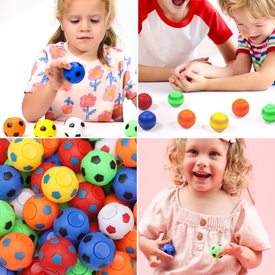 Partizzle 32x Mini Voetbal Fidget Spinners Pakket - Uitdeelcadeautjes - Grabbelton Toys Traktatie Cadeautjes - Voor Kinderen & Peuters