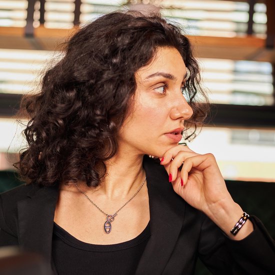 Laura Ferini Dames Ketting Legato Zilver - Zilverkleurige ketting met hangertje - 18K Witgoud Verguld - Halsketting - Collier - Sieraad - Accessoires - Dames Ketting met Hanger