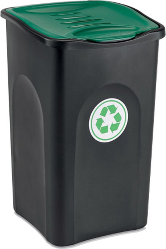 Vuilnisbak 50L - 56x37x39cm - Zwart Groen