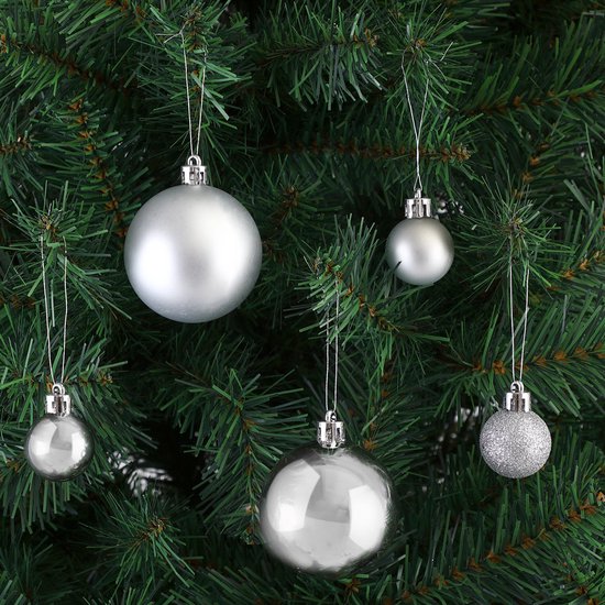 Casaria Kerstballen 77 Stuks - Zilver - diameter 5 cm