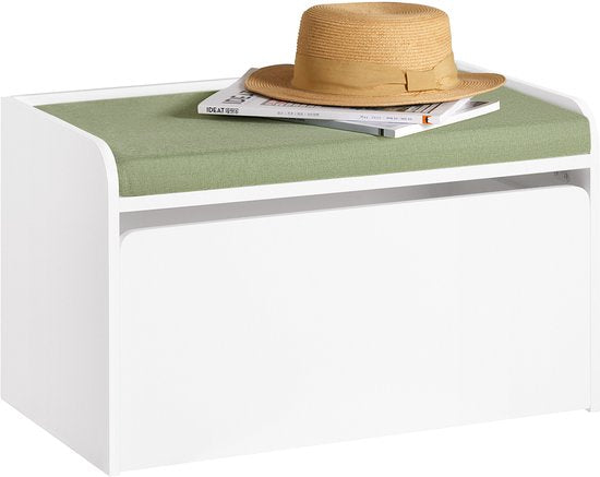 SoBuy KMB80-W Speelgoedkist - Witte Opbergdoos met Lade & Wielen