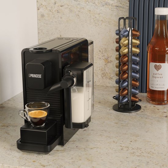 Princess Capsule Koffiemachine met Melkopschuimer - 249455 – Geschikt voor Nespresso – 20 Bar – Espresso, Cappuccino & Latte – Compact – Automatisch Melksysteem - 1400 W