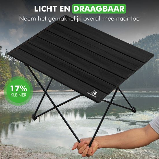 Travelhawk Campingtafel Inklapbaar - Campingtafel Opvouwbaar - Camping Tafel - campingtafel Lichtgewicht - Picknicktafel Kinderen - Zwart - 56x40x40cm - Medium