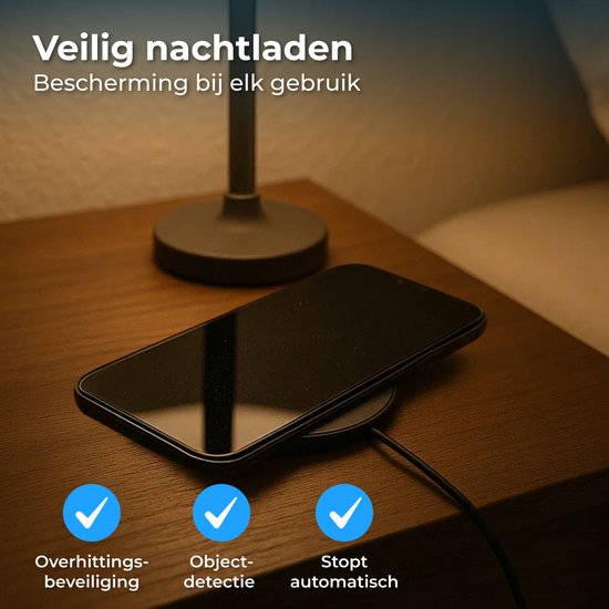 Nuvance Draadloze Oplader - 15W Snellader - Geschikt voor Magsafe - Wireless Charger - Incl. Usb-C Kabel - Zwart