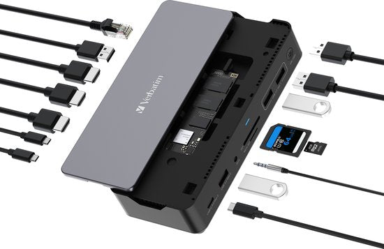 Verbatim CDS-15SSD Bedraad USB 3.2 Gen 1 (3.1 Gen 1) Type-C Zwart, Grijs
