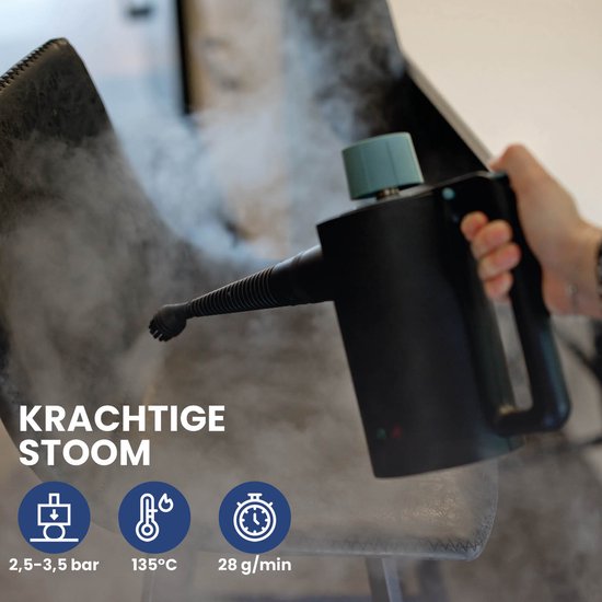 Nexxt Draadloze Stoomreiniger met Accessoires – Watertank 360 ml – Tot 135 °C en 3,5 Bar – Voor Vloeren en Bekleding – 1350 Watt – Zwart