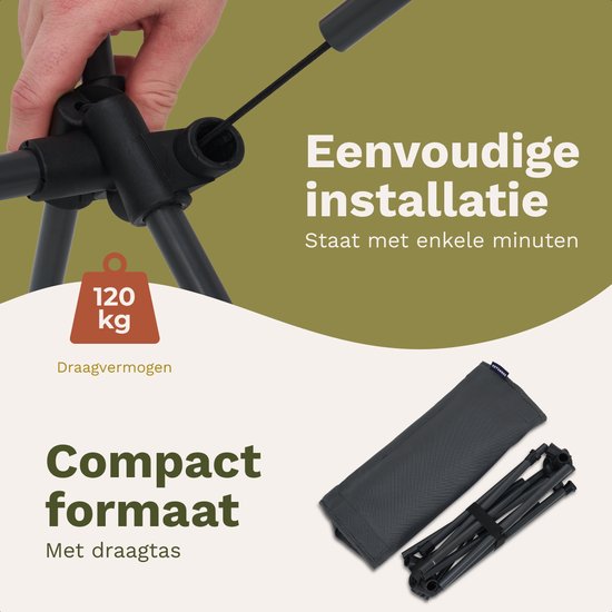 TRVLMORE Campingstoel - Opvouwbaar - 120KG Draagvermogen - Incl. Draagtas - Klapstoel - Visstoel - Kampeerstoel - Vouwstoel - Grijs