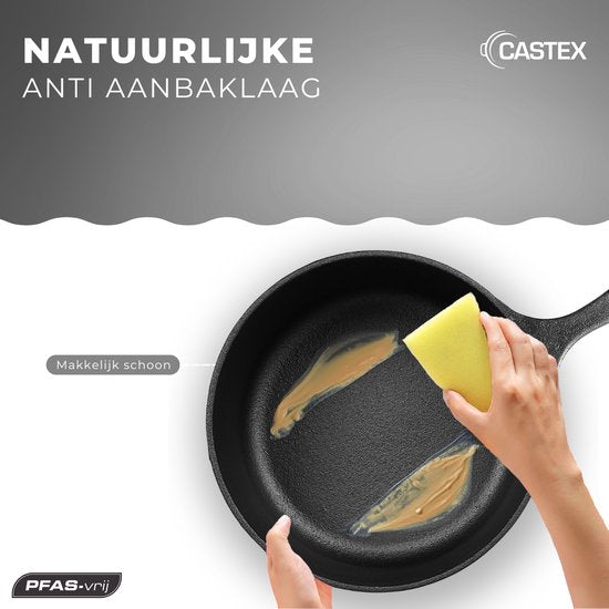 Castex Duocraft Gietijzeren Pan - Braadpan Inductie - Braadpannen - Stoofpan - Broodpan Gietijzer - Sudderpan