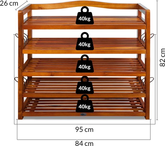 Casaria Schoenenrek 95x26x82cm – 200 kg laadvermogen – Donkerbruin