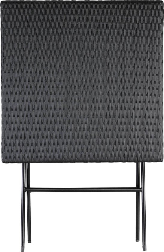 Casaria Klaptafel Polyrattan - 75x65x65 cm – Weerbestendig - Zwart