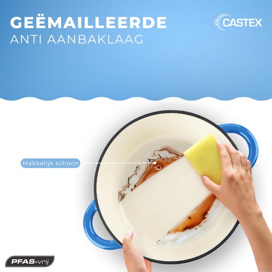 Castex Elegance Royal Gietijzeren Braadpan met Deksel 26 cm - Inductie Pan - Braadpannen Gietijzer - Blue
