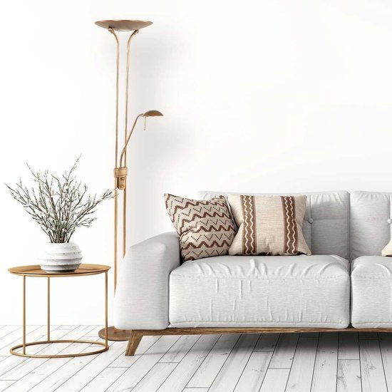 Steinhauer Olet - Klassieke LED Dimbare Vloerlamp | Staande Lamp met Dimmer met leeslamp - 1 lichts - H 1800 mm - Brons - Woonkamer | Slaapkamer