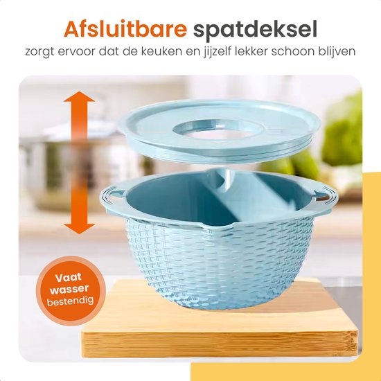 Goliving Slakom - 2,5L - Ø 26 cm - Mengkom - Vergiet - Beslagkom met Deksel - Serveerschaal - Groentesnijder - Hakmolen - Blauw
