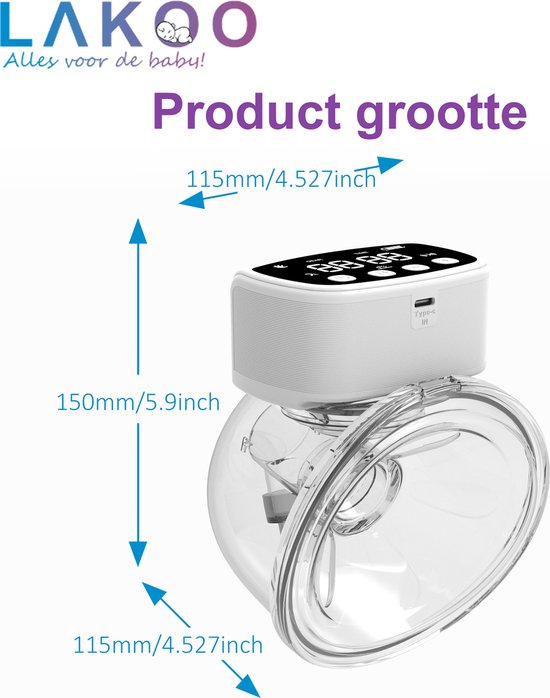 LAKOO Pro 1 Borstkolf - Draadloze Elektrische - Hansfree - borstkolven