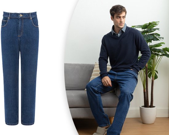 Milanoro - Stijlvolle jeansbroek voor heren - Zwartblauw - W38 - L30