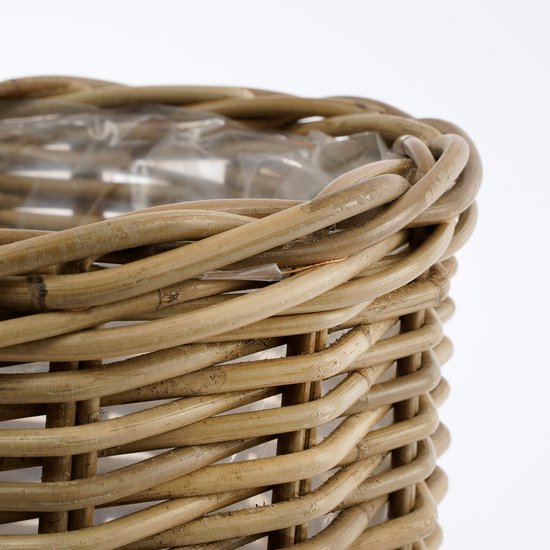 Mica Decorations Marcia Plantenmand Buiten - Set van 3 - H40 x Ø43 cm - Rotan - Grijs