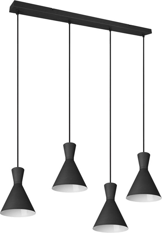 Trio Enzo Industriële Hanglamp – 4 Lichtpunten – E27 Fitting – Dimbaar – 90 × 20 × 150 cm – Zwart
