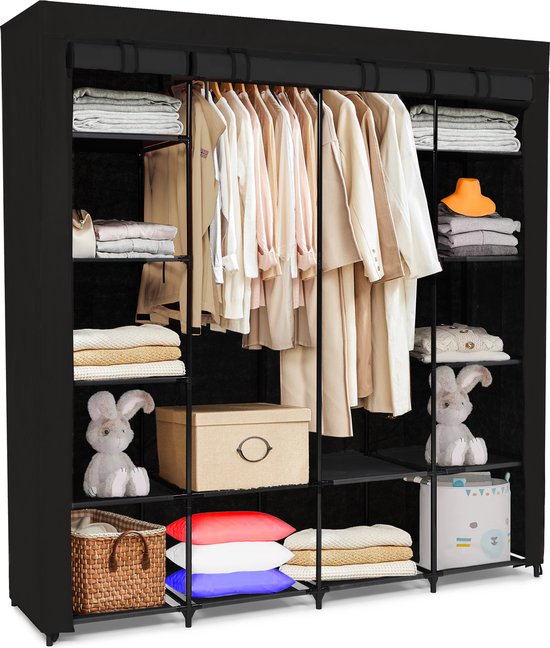 Brixy Kledingkast - XXL - Kleerkast - Opvouwbaar - 175 x 170 x 45cm - Stoffen Vouwkast - Zwart