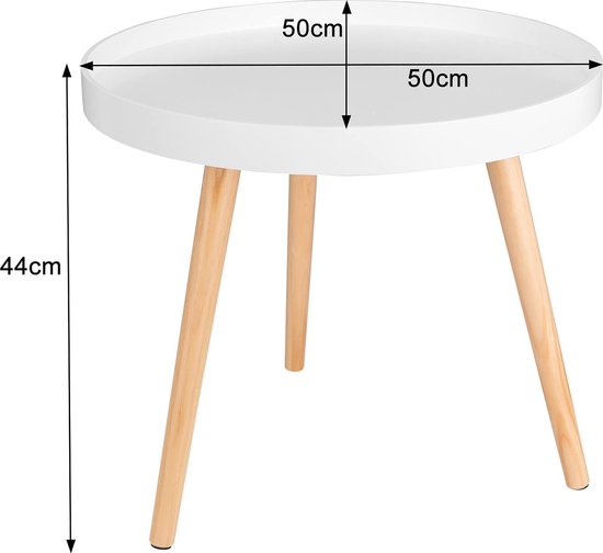 Rootz Bijzettafel - Koffiestandaard - Nachtkastje - Woonkameraccent - Loungestandaard - Bijzettafel - Wit - 50 x 44 cm (ø x H)