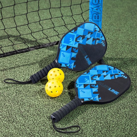 Baseline Pickleball Set – Inclusief Net, 2 Paddles & 2 Ballen – Houten Batjes – 2,4 Meter Net