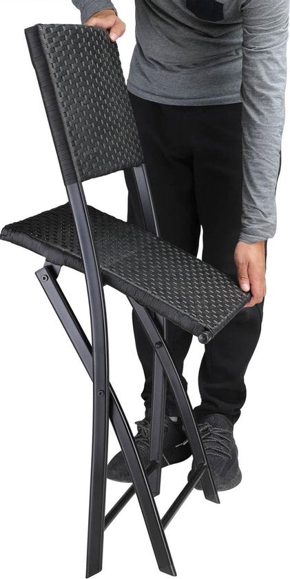 Casaria Polyrattan Klapstoel – 2 Stuks Weerbestendig – Zwart