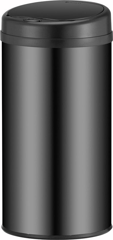 Juskys – Automatische Vuilnisbak Met Sensor – 40 Liter – Ø 31 x 68 cm – Voorzien Van Bewegingssensor En Klemring – Voor Keuken En Kantoor – Zwart Gepoedercoat Staal