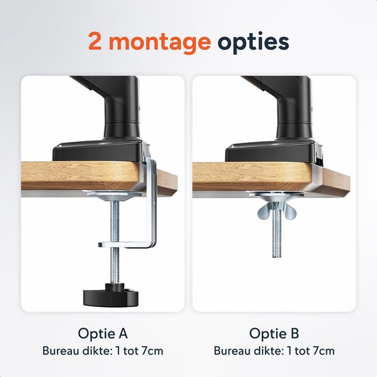Monitor Arm met gasveer - Beugel voor 1 scherm - 13 t/m 32 Inch - Beugels - Extra stabiel - Zwart - Skoov
