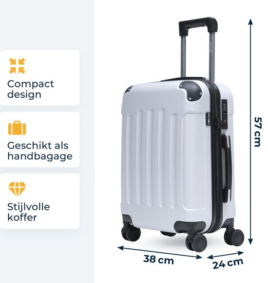 Pathsail® Handbagage Koffer 40L x 55CM - ABS - Lichtgewicht Trolley - Incl. TSA slot & Spinner wielen - Silver
