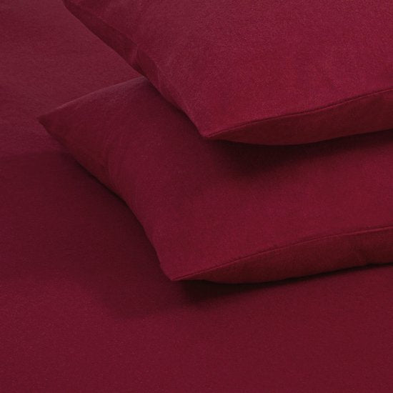 DoubleDry Dekbedovertrek Flanel 100% Zacht Katoen - Tweepersoons 200x200/220 cm + 2 Kussenslopen - Ademend & Huidvriendelijk - Bordeaux