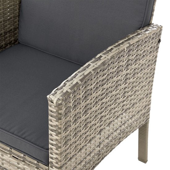 Tuinset / Loungeset / Zitgroep Turin - 7 personen - Polyrattan - Incl. kussens - Grijs